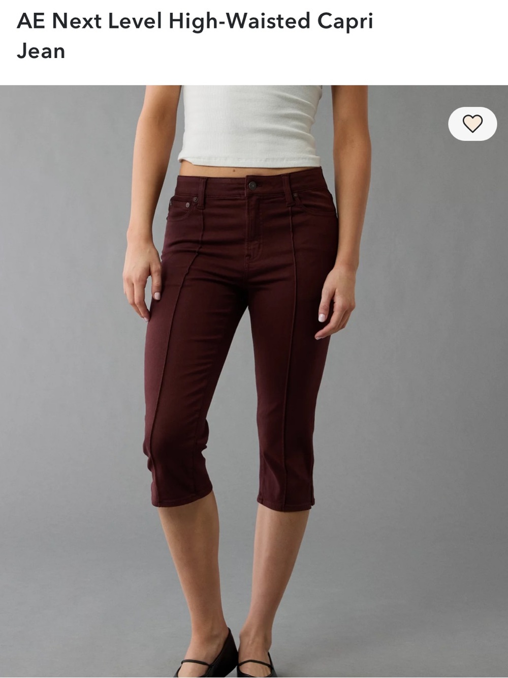 American Eagle Outfitters Burgundy High-Waisted Capri Pants